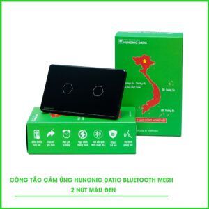 Công Tắc Cảm Ứng 2 Nút BLE Mesh Hunonic Datic Màu Đen