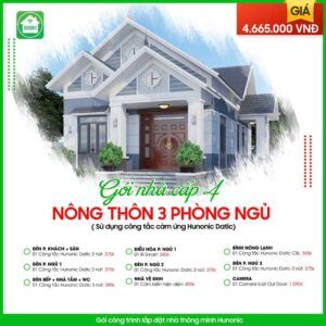 Trọn gói nhà thông minh Hunonic cho nhà nông thôn 3 phòng ngủ