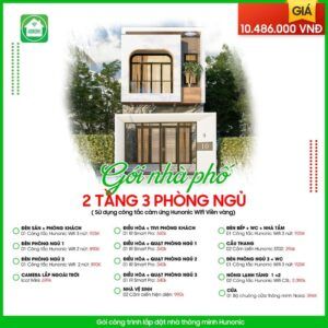 Trọn gói Nhà phố cơ bản có 2 tầng 3 phòng ngủ